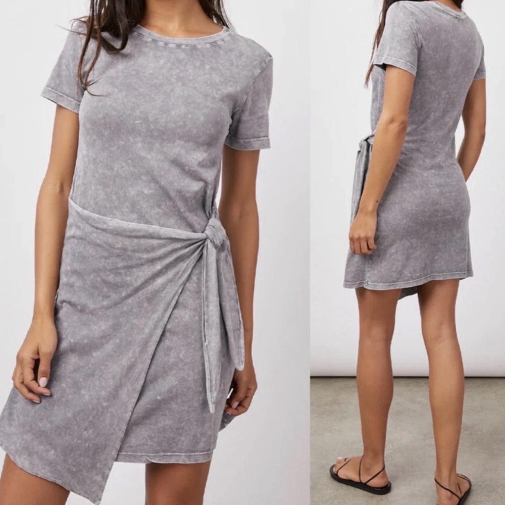 Rails‎ Edie Faux Wrap T-Shirt Dress Steel Acid Wash Gray Women's Size Small